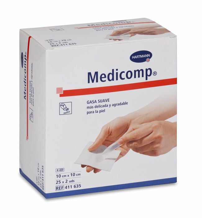 Medicomp Compresas Non Woven Aposito Esteril 10 X 10 Cm 25 Sobres 2 U 