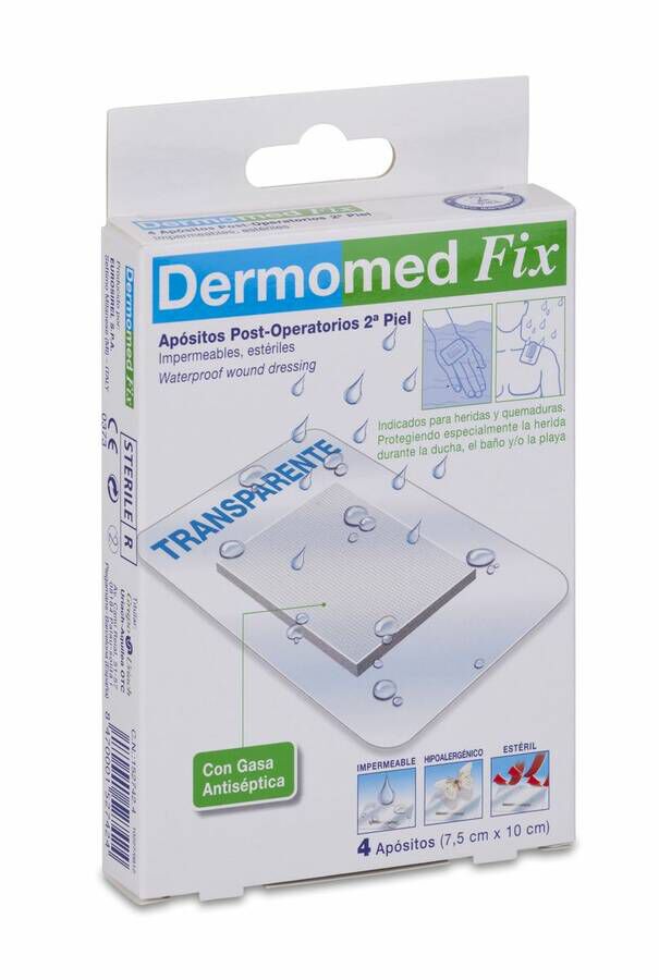 Dermomed Fix Segunda Piel Aposito Esteril 10 Cm X 7.5 Cm 4 U 