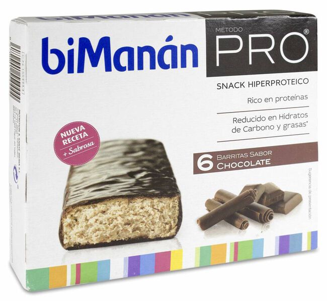 Bimanan Pro Barrita Chocolate Dieta Hiperproteica Hipocalorica 162 gr 27 gr X 6 U 