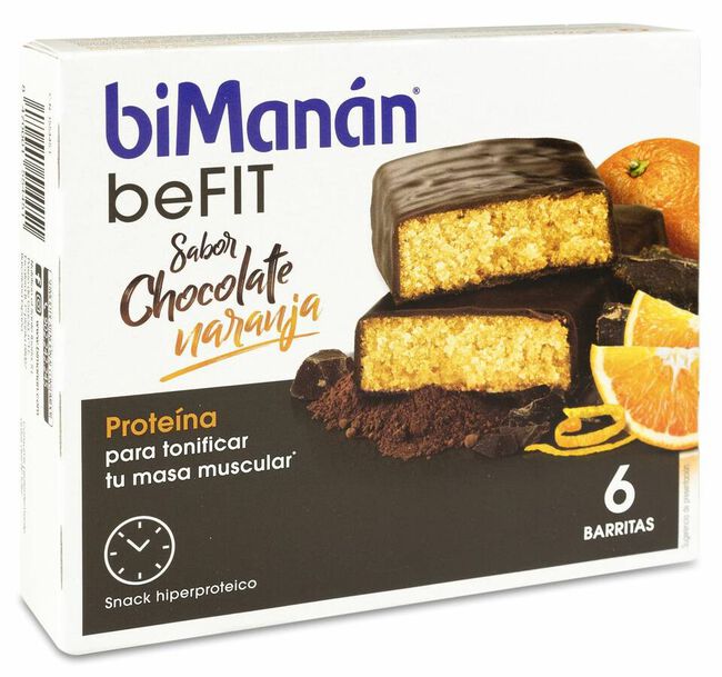 Bimanan Pro Barrita Chocolate Naranja Dieta Hiperproteica Hipocalorica 162 gr 27 gr X 6 U 