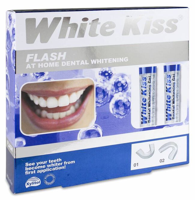 White Kiss Flash Completo Blanqueamiento Dental 6 ml 2 Tubos 