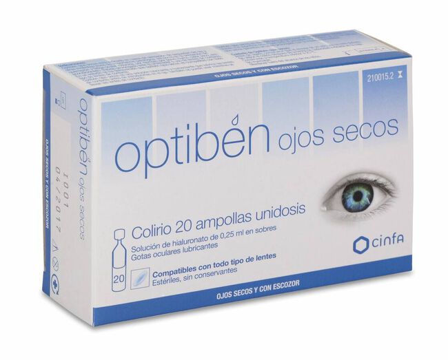 Optiben Gotas Sequedad Ocular 0.25 ml 20 Amp 