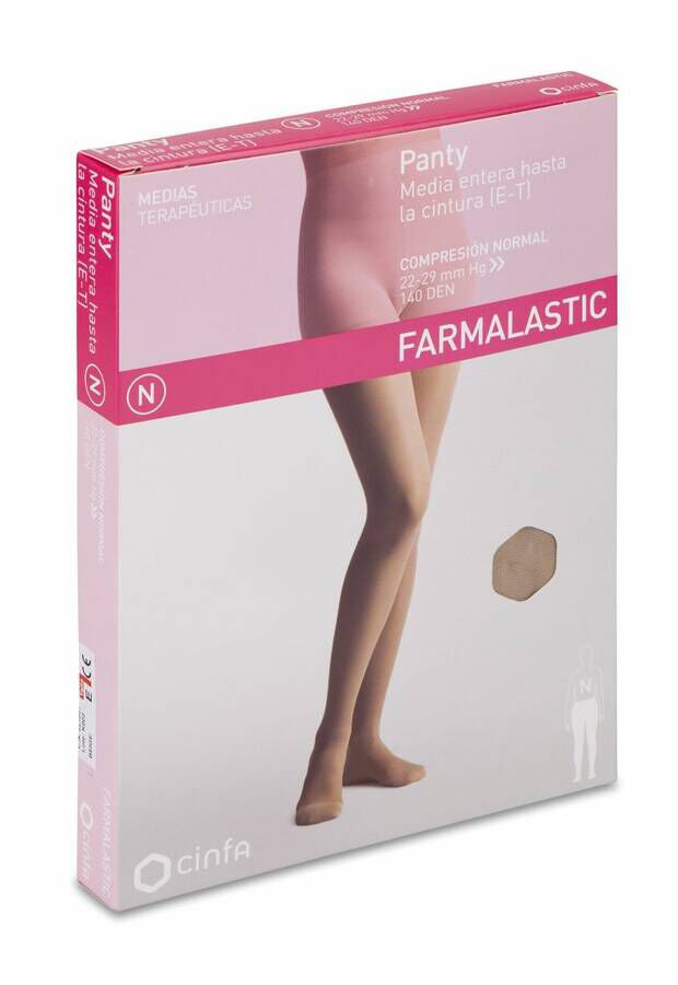 Panty Comprimidos Normal 140 Den Farmalastic Beige T- Egde 