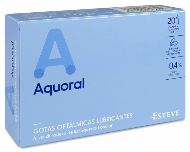 Aquoral Gotas Oftalmicas Lubricantes Ac Hialuronico 0.4% Monodosis 0.5 ml 20 U 