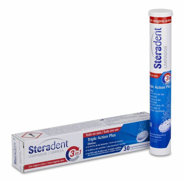 Steradent Triple Acción Plus Limpieza Protesis Dental 30 Comprimidos 