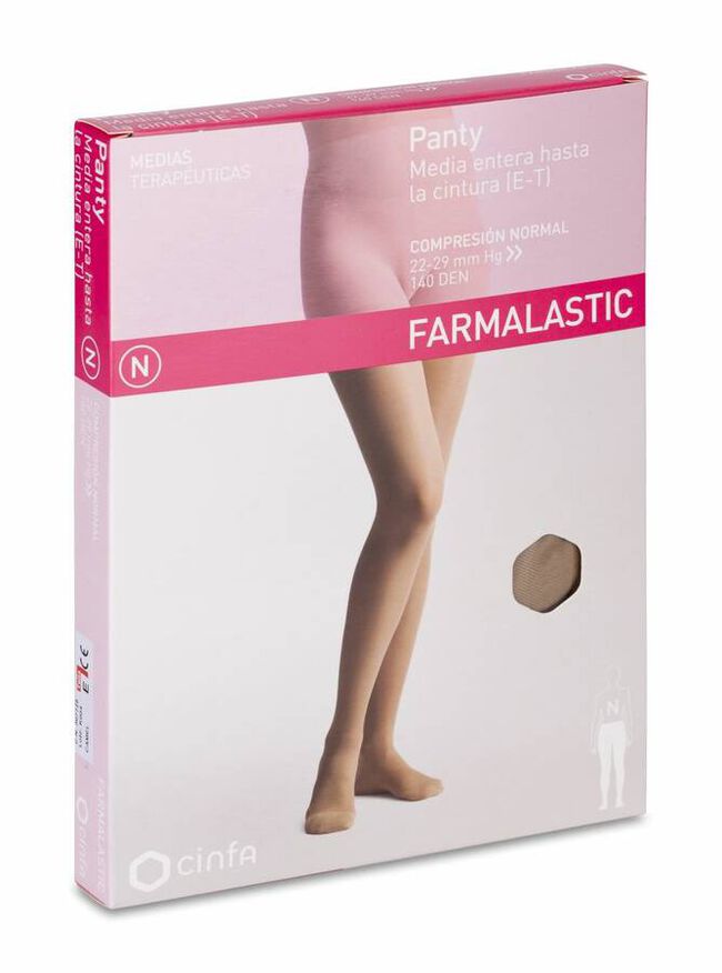 Panty Comprimidos Normal 140 Den Farmalastic Camel T- Egde 