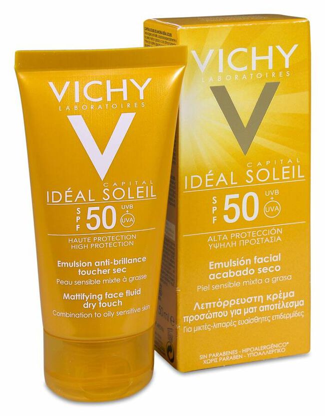 Vichy Idéal Soleil Emulsión Solar Tacto Seco SPF 50+, 50 ml