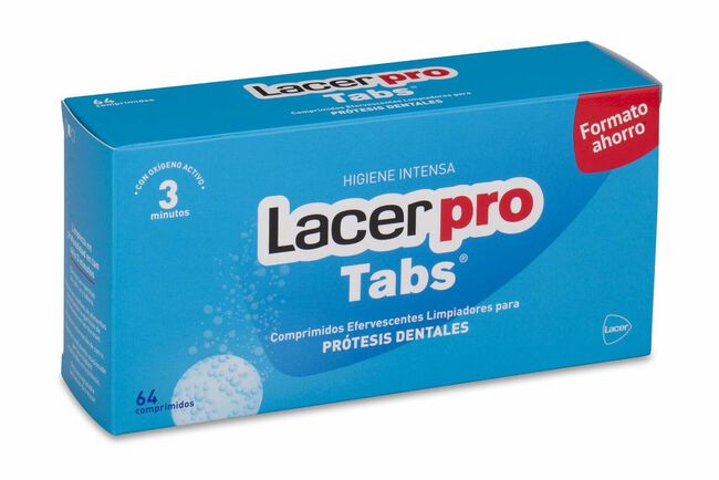 Lacer Pro Tabs Limpieza Prótesis Dental Comprimidos, 64 Uds