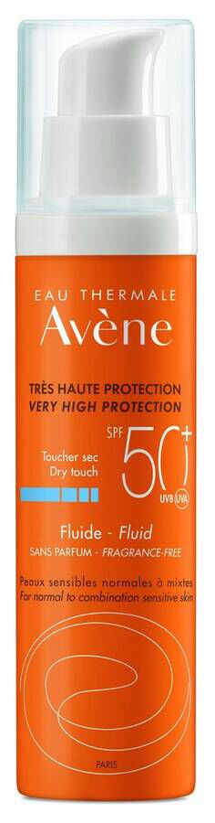 Avène Solar Emulsión SPF 50+ Toque Seco Sin Perfume, 50 ml