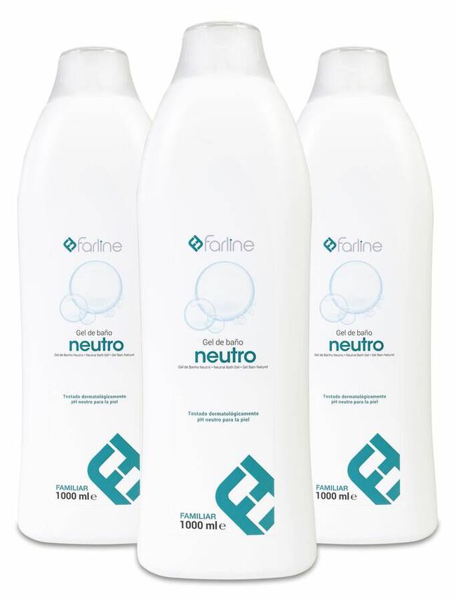 Pack Triplo Farline Gel de Baño y Ducha Neutro, 1 L