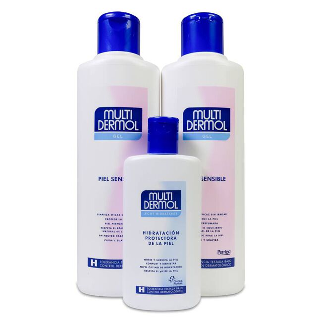 Pack Multidermol Gel de Ducha + Leche Hidratante, 2 x 750 ml + 250 ml