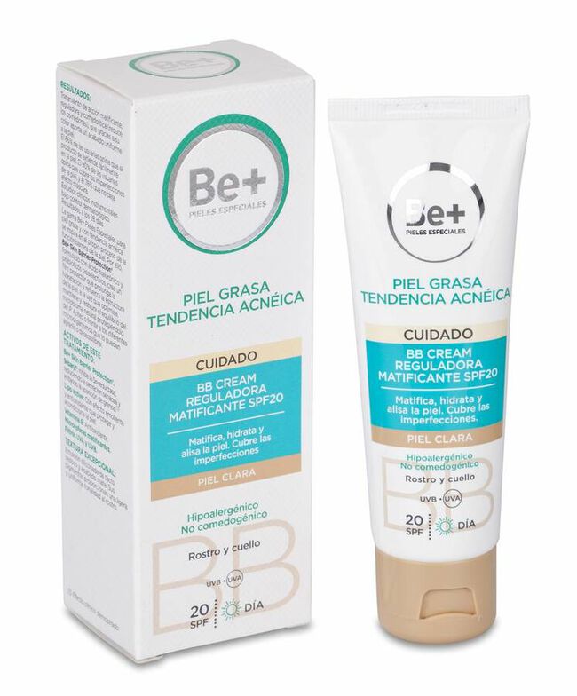 Be+ BB Cream Reguladora Matificante SPF 20 Piel Clara, 40 ml