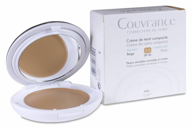 Avène Couvrance Crema Compacta Acabado Mate Tono 2.5 Beige SPF 30, 9,5 g