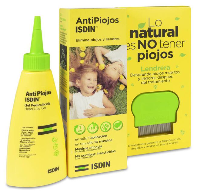 Pack Isdin Antipiojos Gel Pediculicida + lendrera