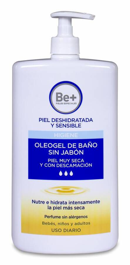 Be+ Oleogel Sin Jabón para Piel Muy Seca y Con Descamación, 1 L