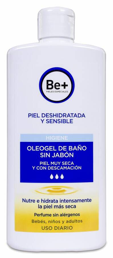 Be+ Oleogel Sin Jabón para Piel Muy Seca y Con Descamación, 400 ml