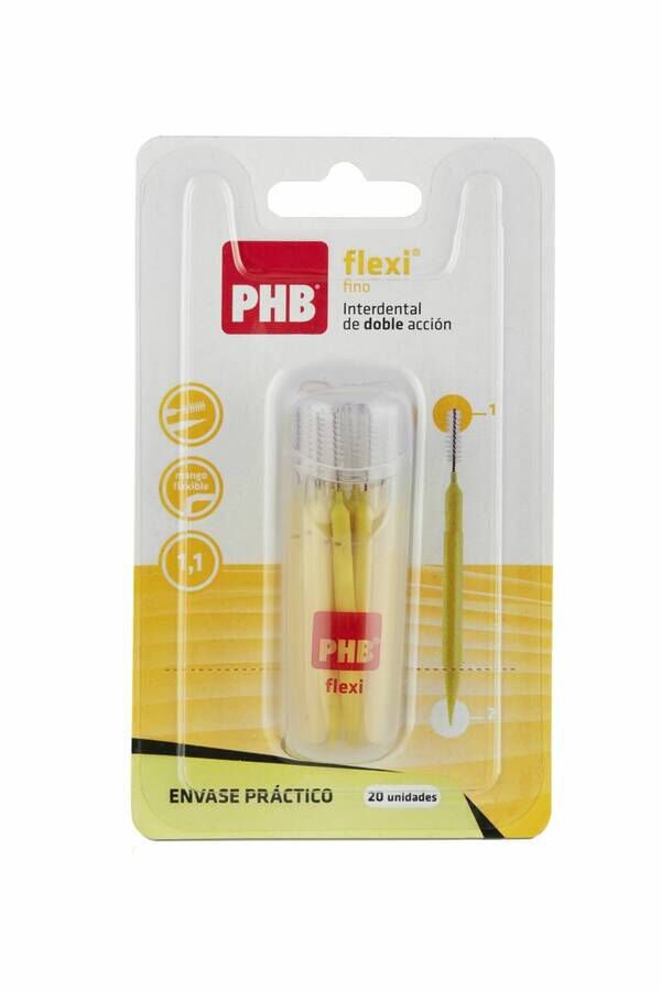 PHB Flexi Cepillo Interdental Fino Doble Acción, 20 Uds