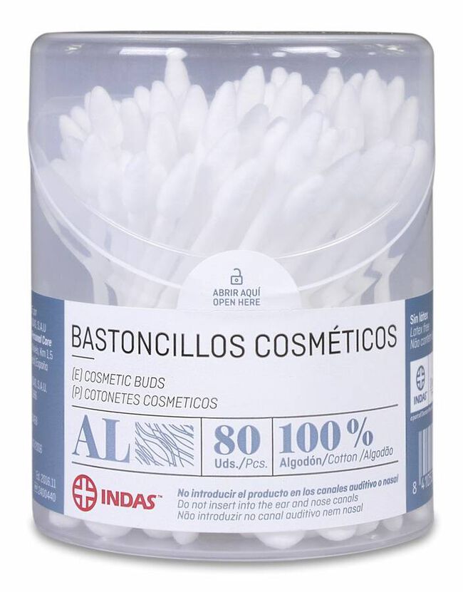 Indas Bastoncillo Cosmético, 80 Uds