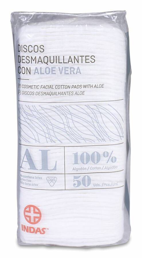 Indas Discos Desmaquillantes con Aloe Vera, 50 Uds