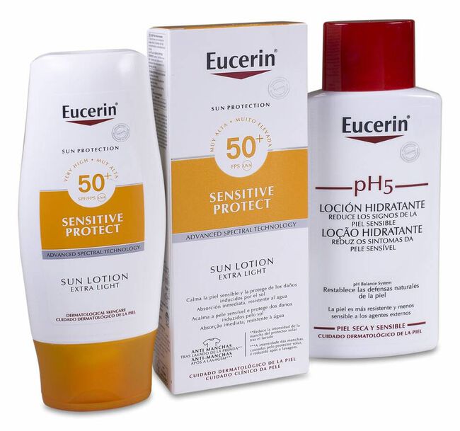 Eucerin Sun Loción Extra Light Sensitive Protect SPF 50+, 150 ml