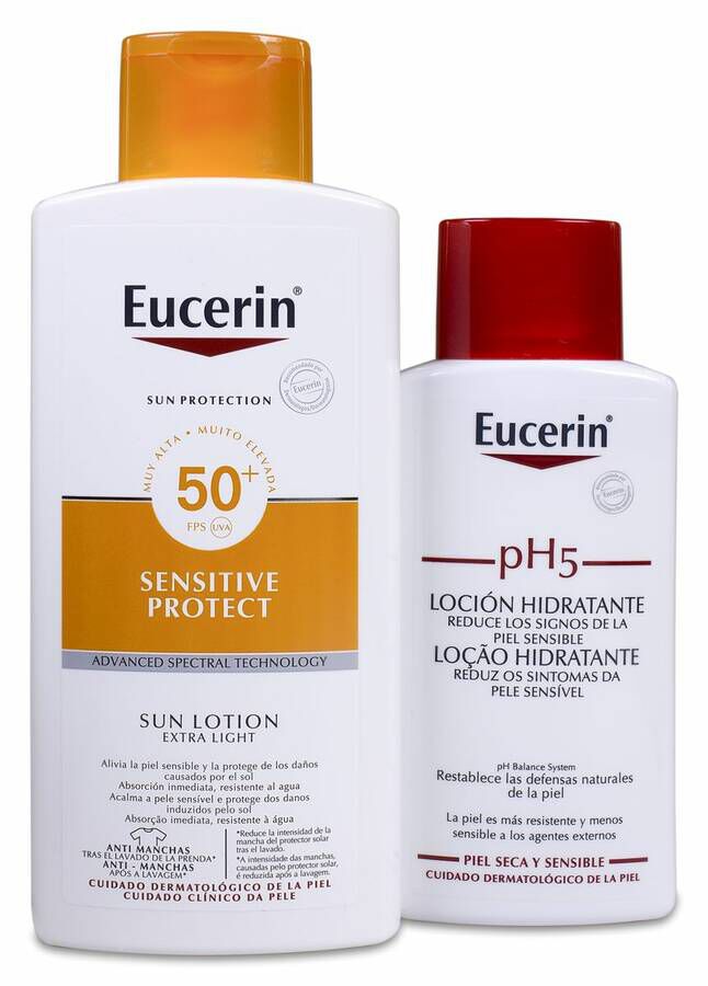 Eucerin Sun Loción Extra Light Sensitive Protect SPF 50+, 400 ml