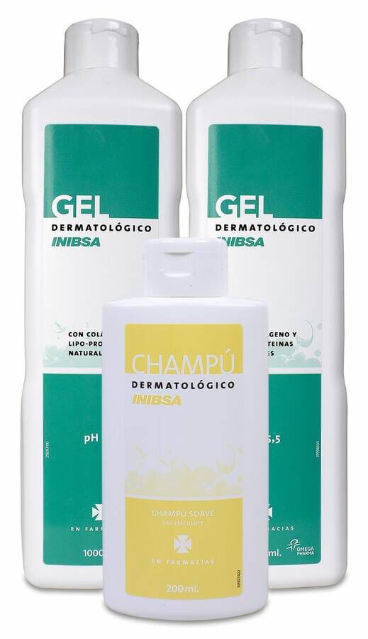 Pack Inibsa Gel Dermatológico + Champú Suave, 3 Uds