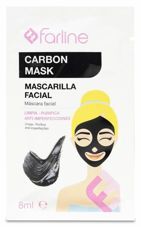 Farline Carbon Mask Mascarilla Facial, 10 Uds x 8 ml