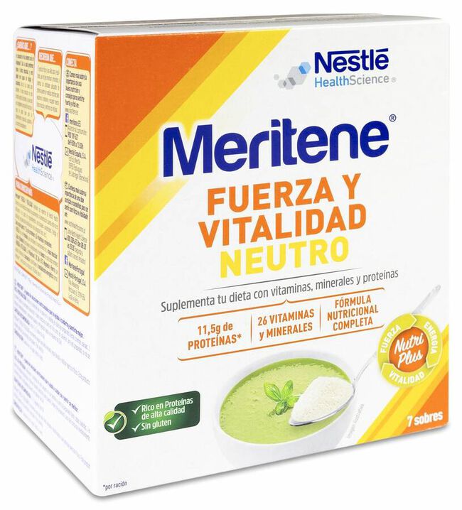 Meritene Fuerza y Vitalidad Neutro al Plato Sobres, 7 Sobres