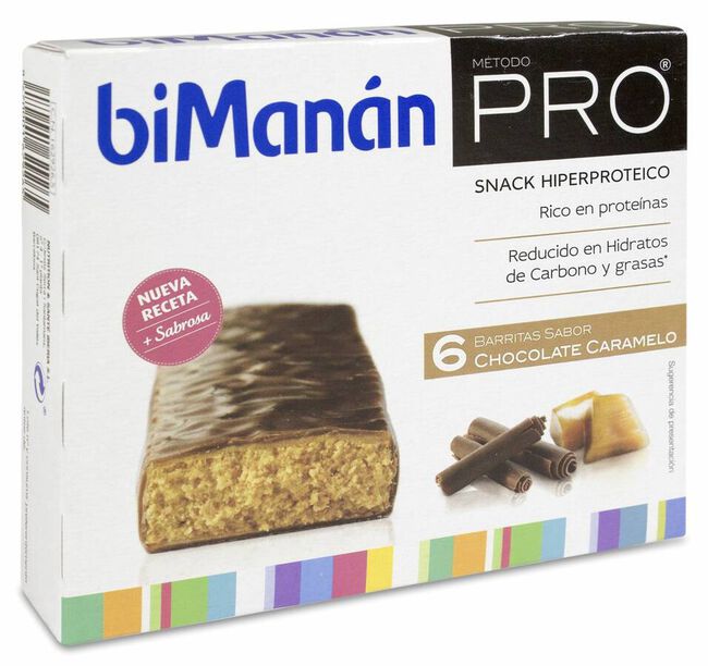 biManán Pro Barrita Chocolate Caramelo, 6 Uds