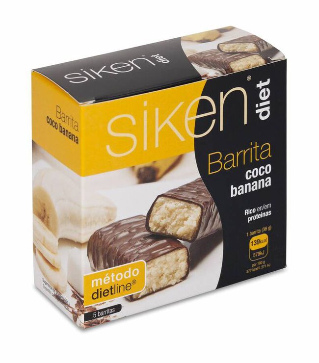 Siken Diet Barrita de Coco con Banana, 5 Uds