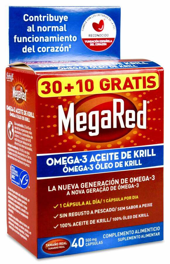 MegaRed Omega-3 Aceite de Krill, 40 Cápsulas