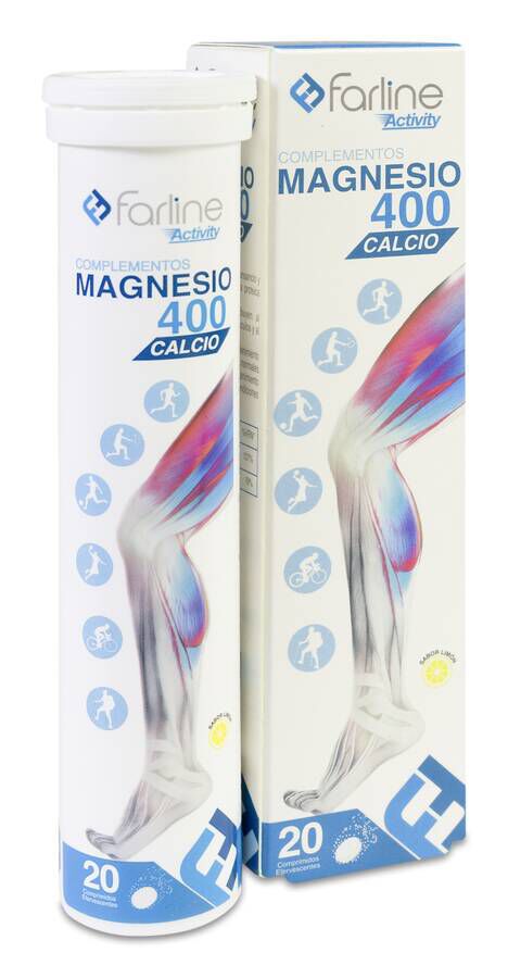 Farline Magnesio 400 + Calcio Comprimidos Efervescentes, 20 Uds