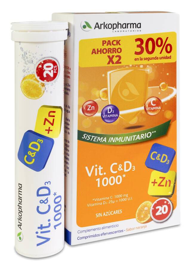 Duplo Arkopharma Vitamina C&D3 + Zinc, 20 Comprimidos