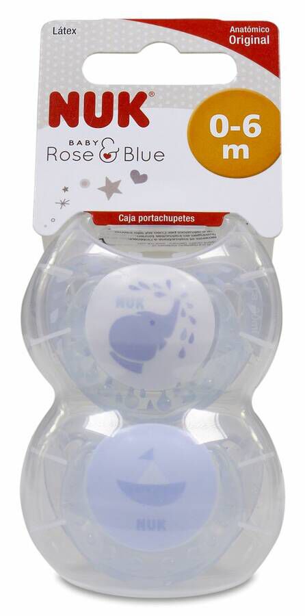 Nuk Chupete Classic Rose & Blue Azul Látex 0-6 M, 2 Uds