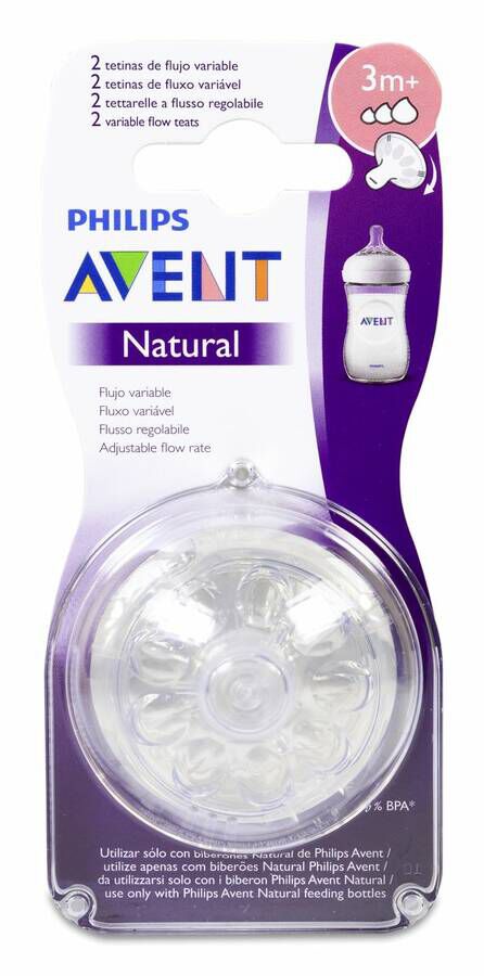 Avent Tetina Natural Flujo Variable, 2 Uds