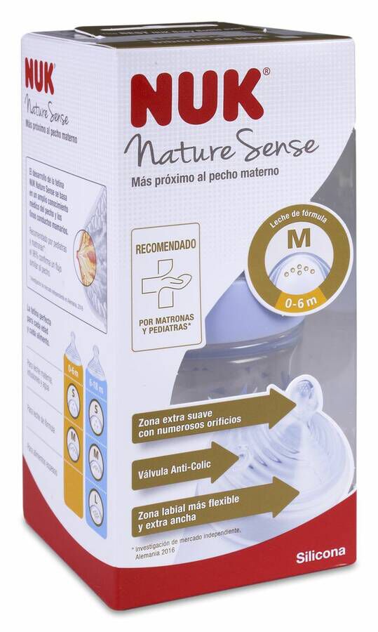 Nuk Nature Sense Biberón Silicona 150 ml Talla M 0-6 M, 1 Ud