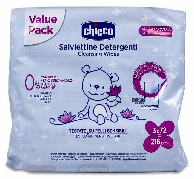 Pack Chicco Toallitas, 3 x 72 uds