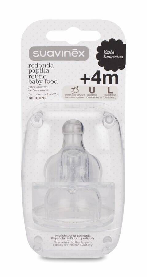 Suavinex Tetina de Silicona para Papilla Boca Ancha, 2 Uds