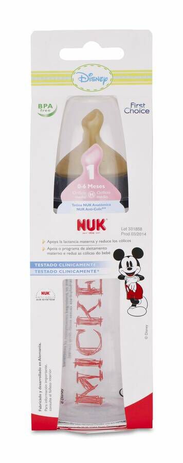 Nuk FC Mickey Biberón PP Látex 300 ml 0-6 M, 1 Ud