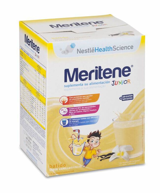 Meritene Junior Batido de Vainilla, 15 Sobres