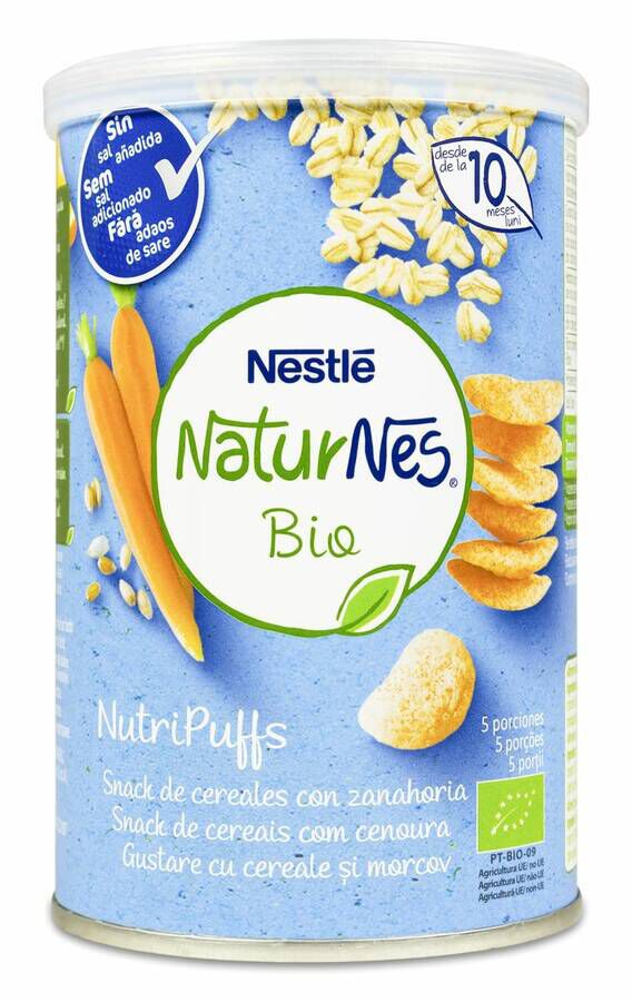 Nestlé Naturnes BIO NutriPuffs Snacks con Zanahoria, 35 g