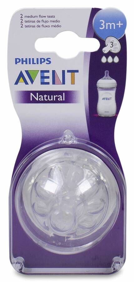 Philips Avent Tetina Natural +3 Meses, 2 Uds