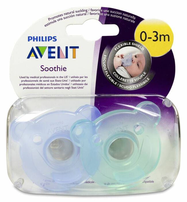 Avent Soothies Chupete Silicona Azul 0-3m, 2 Uds