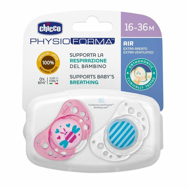 Chicco Chupete Physio Air Látex +12m Rosa, 2 Uds