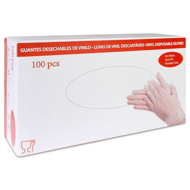 Guantes Desechables de Vinilo Talla XL, 100 Uds