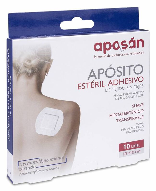 Apos n Ap¢sito Est‚ril Adhesivo Tejido Sin Tejer 10x10 cm, 10 Uds