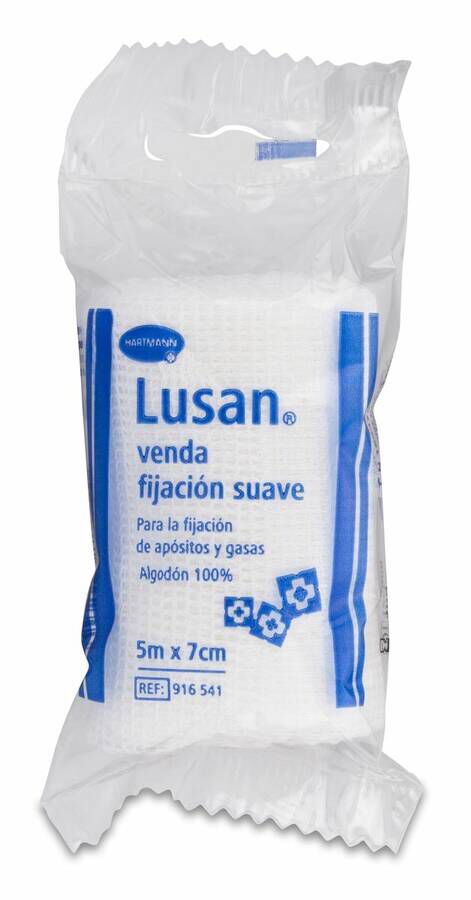 Lusan Venda De Gasa Hidrofila Cambric Fijaci¢n Suave 7 cm x 5 m, 1 Ud