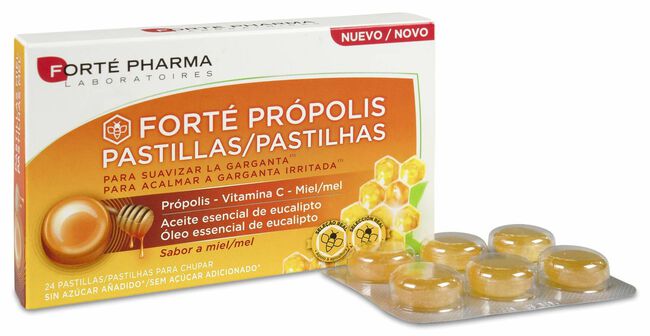 Fort‚ Pharma Pastillas de Pr¢polis Sabor Miel, 24 Uds