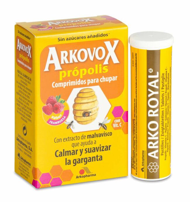 Arkopharma Arkovox Pr¢polis + Vitamina C Frambuesa, 24 Comprimidos