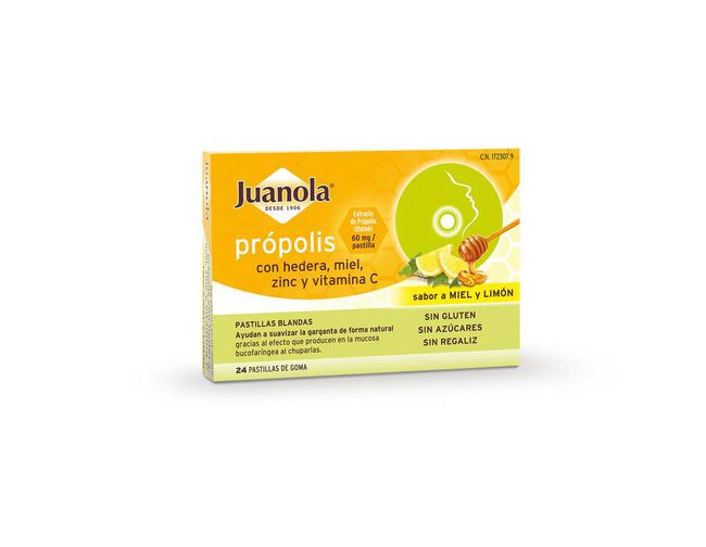 Juanola Pastillas Pr¢polis + Hedera con Miel, Zinc y Vitamina C, 24 Uds